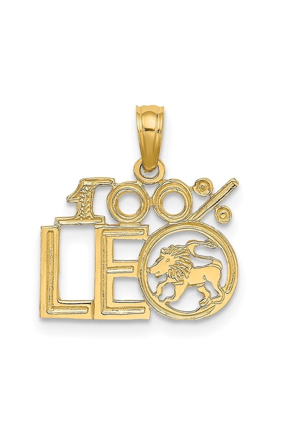 Diamond2Deal 10K Yellow Gold 100% LEO Zodiac Charm Pendant for Women (L- 0.59 inch, W-0.6 inch)