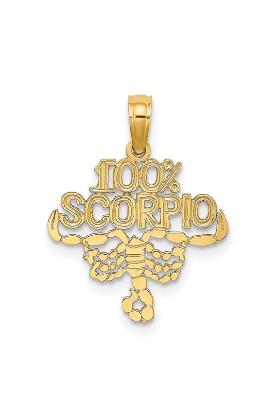 Diamond2Deal 10K Yellow Gold 100% SCORPIO Zodiac Charm Pendant for Women (L- 0.74 inch, W-0.64 inch)