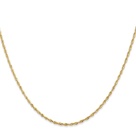 Diamond2Deal 10K Yellow Gold 2.5mm Diamond-Cut Lightweight Rope Chain Necklace for Women 22"