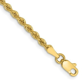 Diamond2Deal 10K Yellow Gold 2.5mm Regular Rope Chain Bracelet for Women