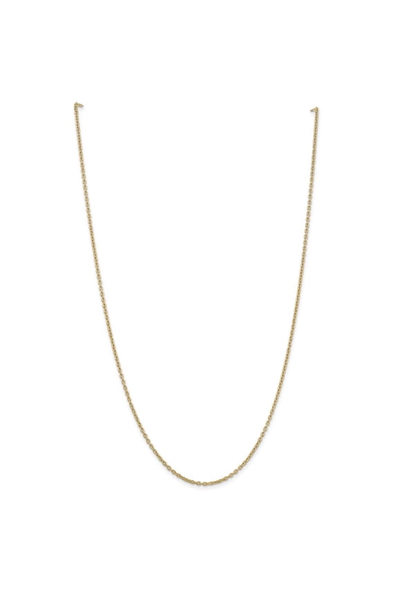 Diamond2Deal 10K Yellow Gold 2mm Round Open Link Cable Chain Necklace for Women 18"