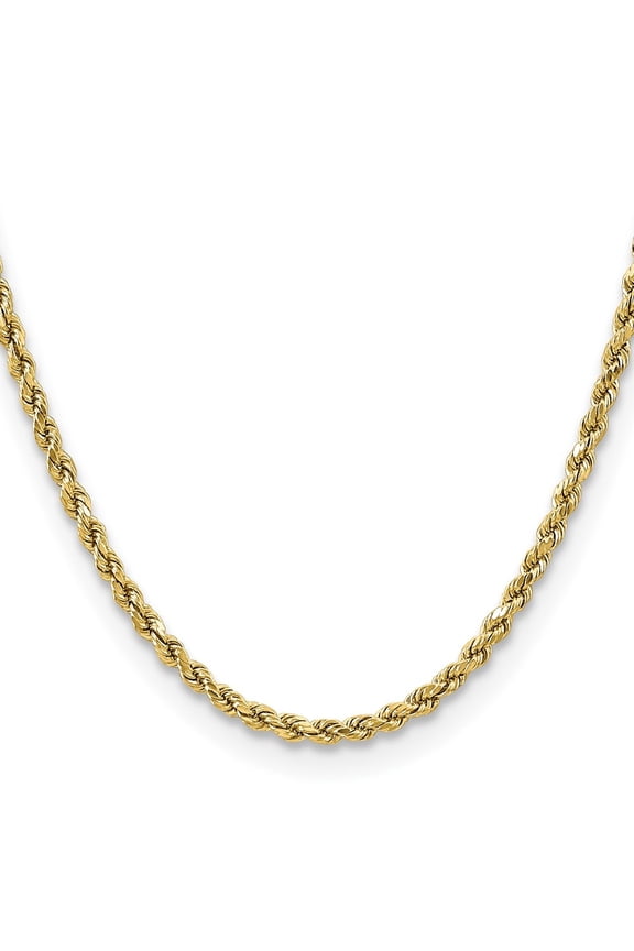 Diamond2Deal 10K Yellow Gold 3.5mm Semi-Solid Diamond-cut Rope Chain Necklace for Men 28"