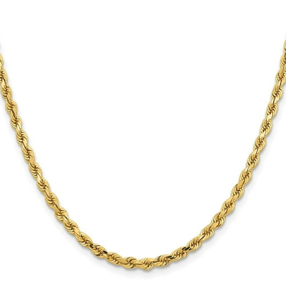 Diamond2Deal 10K Yellow Gold 3.75mm Diamond-Cut Rope Chain Necklace for Men 24"