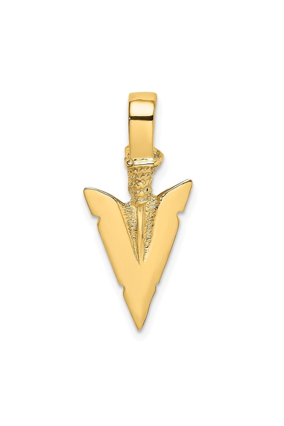 Diamond2Deal 10K Yellow Gold 3-D Arrowhead Charm Pendant for Women (L- 1.33 inch, W- 0.48 inch)