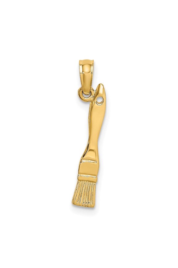 Diamond2Deal 10K Yellow Gold 3-D Paint Brush Charm Pendant for Women (L- 0.8 inch, W- 0.15 inch)