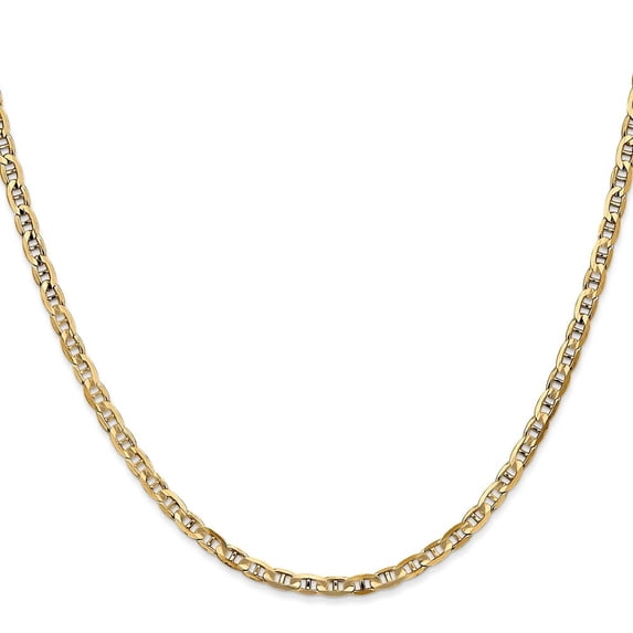 Diamond2Deal 10K Yellow Gold 3mm Concave Anchor Chain Necklace for Men 24"