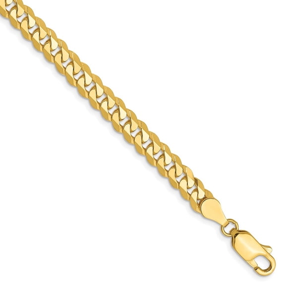 Diamond2Deal 10K Yellow Gold 4.6mm Flat Beveled Curb Chain Necklace for Men 22"