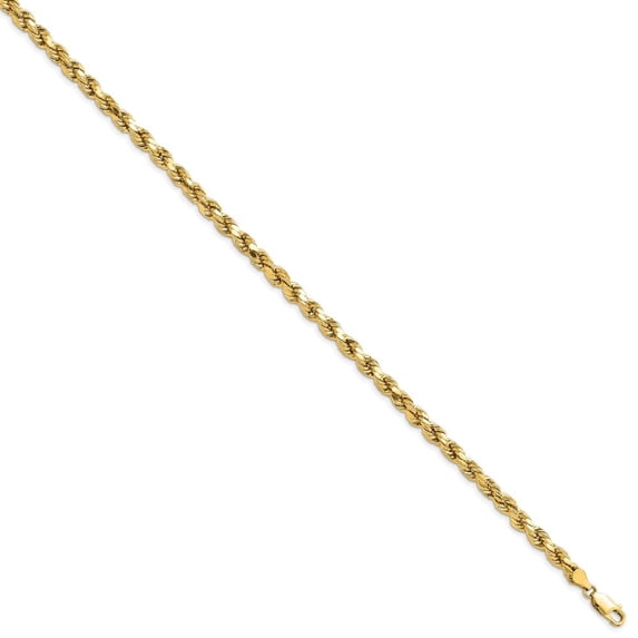 Diamond2Deal 10K Yellow Gold 4.9mm Semi-Solid Diamond-Cut Rope Chain Bracelet for Men 9"