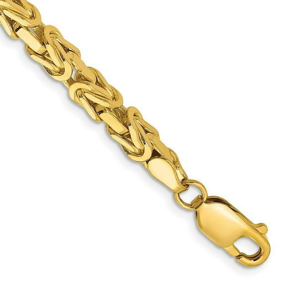 Diamond2Deal 10K Yellow Gold 4mm Byzantine Chain Bracelet for Men 7"