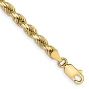 Diamond2Deal 10K Yellow Gold 4mm Diamond-Cut Rope Chain Bracelet for Men 7"