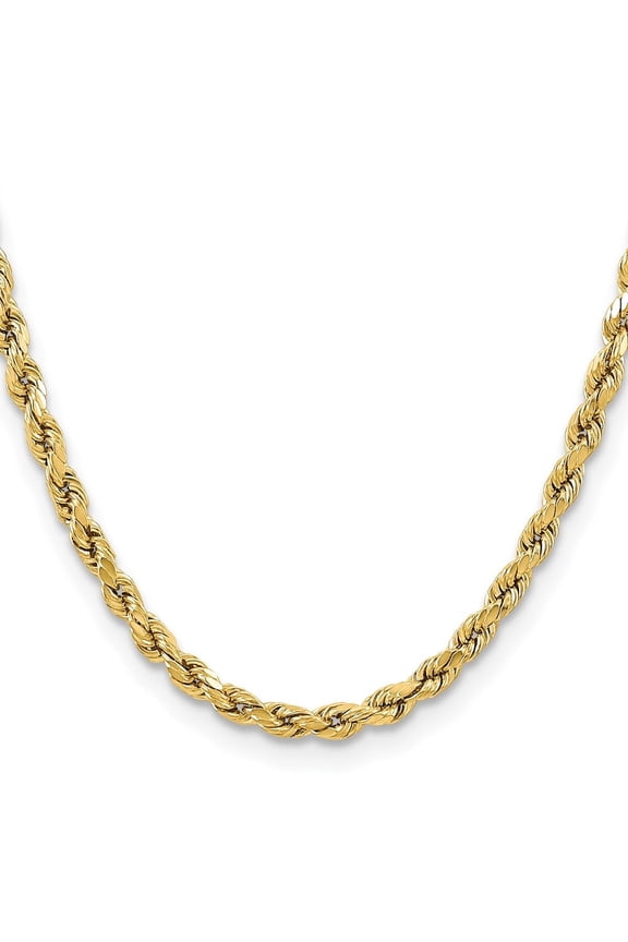 10K Yellow Gold 5.5mm Semi-Solid Diamond-Cut Rope Chain Necklace for Men 28"
