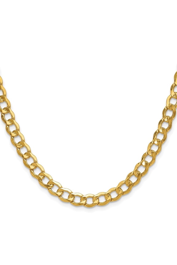 Diamond2Deal 10K Yellow Gold 6.5mm Semi-Solid Curb Chain Necklace for Men 20"