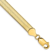 Diamond2Deal 10K Yellow Gold 6.5mm Silky Herringbone Chain Bracelet for Men 7"