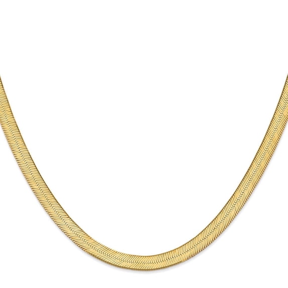 Diamond2Deal Mother's Day Gift 10K Yellow Gold 6.5mm Silky Herringbone Chain Necklace for Women 16"