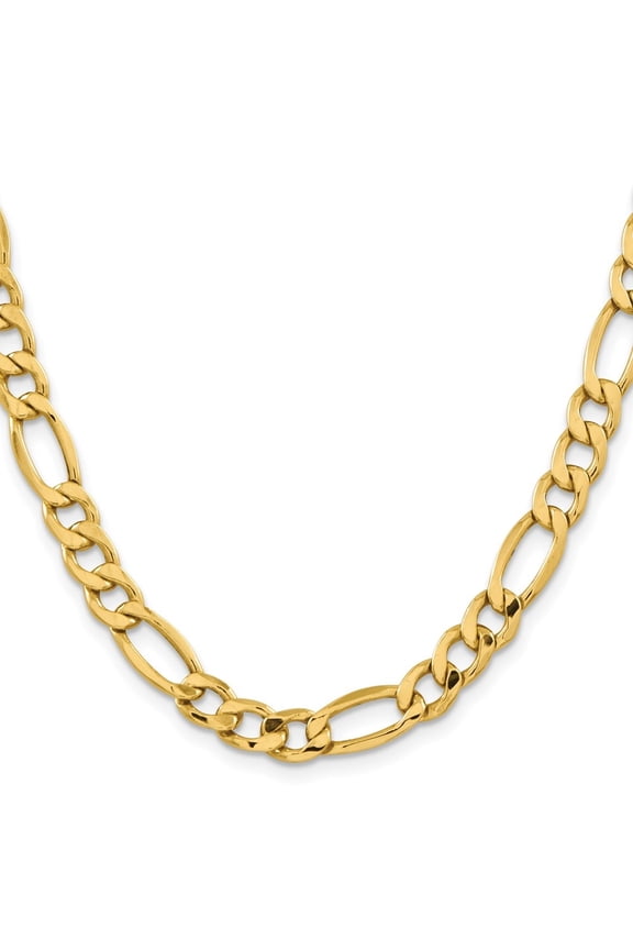 Diamond2Deal 10K Yellow Gold 8.5mm Semi-Solid Figaro Chain Necklace for Men 24"