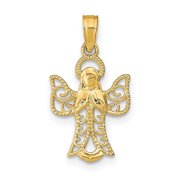 Diamond2Deal 10K Yellow Gold Angel Filigree Cut-Out Wings Charm for Women L-21 mm,W-11.5 mm