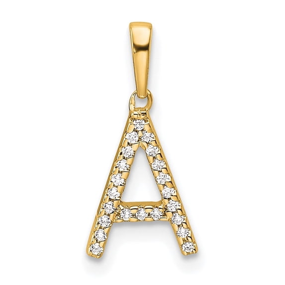 Diamond2Deal 10K Yellow Gold Diamond Letter A Initial Pendant