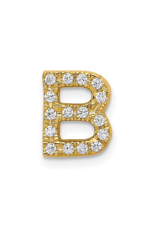 10K Yellow Gold Diamond Letter B Initial Charm