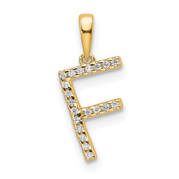 Diamond2Deal 10K Yellow Gold Diamond Letter F Initial Pendant