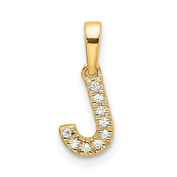Diamond2Deal 10K Yellow Gold Diamond Letter J Initial with Bail Pendant