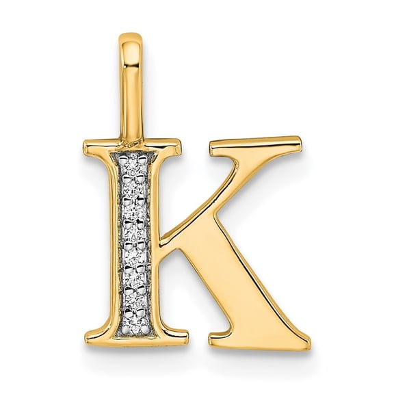 Diamond2Deal 10K Yellow Gold Diamond Letter K Initial Pendant