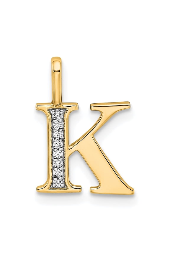 10K Yellow Gold Diamond Letter K Initial Pendant