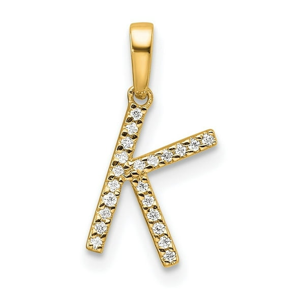 Diamond2Deal 10K Yellow Gold Diamond Letter K Initial Pendant