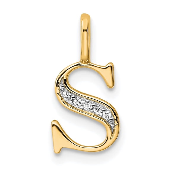 Diamond2Deal 10K Yellow Gold Diamond Letter S Initial Pendant