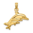 thumbnail image 1 of Diamond2Deal 10K Yellow Gold Dolphin with 2 Dolphins Charm Pendant for Women (L- 0.64 inch, W- 0.83 inch), 1 of 6