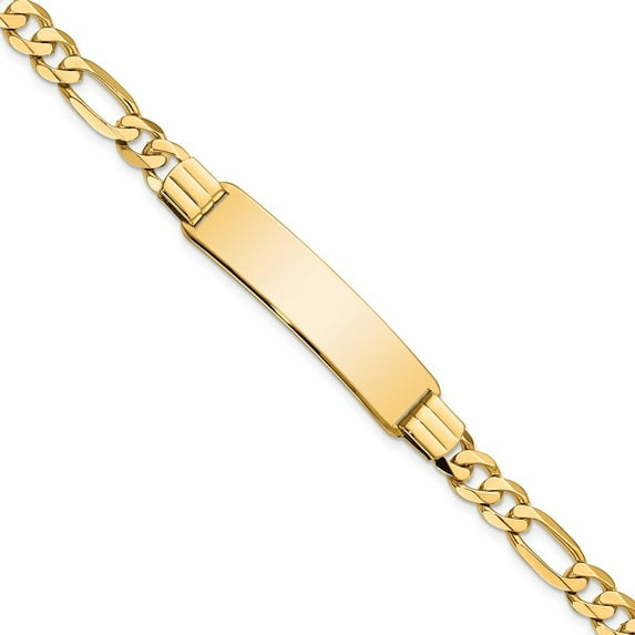 Diamond2Deal 10K Yellow Gold Figaro Link Id Bracelet 7 inch for Women