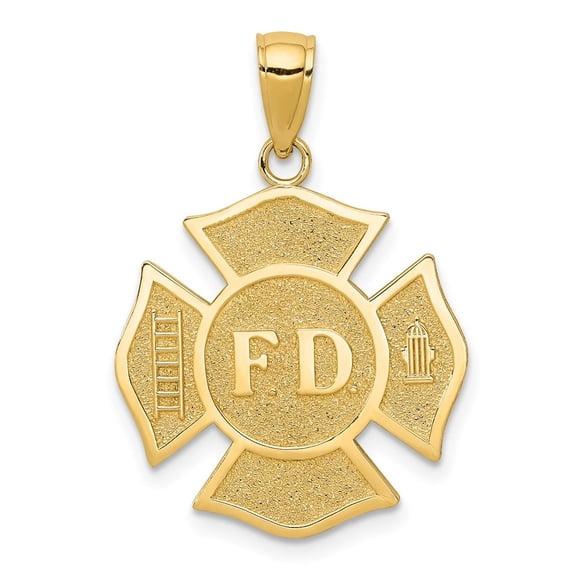 Diamond2Deal 10K Yellow Gold Fire Dept. Maltese Cross Pendant for Women (L- 1.13 inch, W-0.75 inch)
