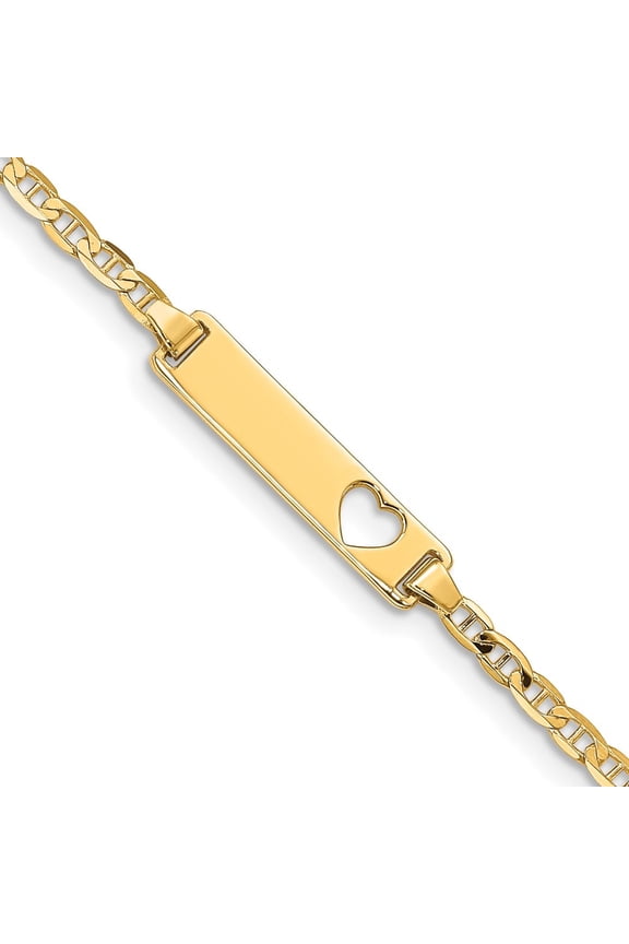 10K Yellow Gold Flat Anchor Link Id Bracelet 6 inch for Women