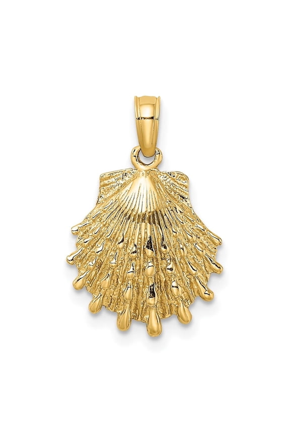 Diamond2Deal 10K Yellow Gold Lion's Paw Shell Charm Pendant for Women (L- 0.55 inch, W- 0.52 inch)