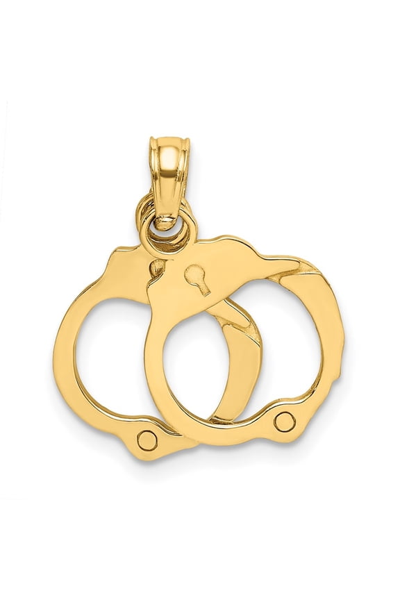Diamond2Deal 10K Yellow Gold Moveable Handcuffs Charm Pendant for Women (L- 0.47 inch, W- 0.45 inch)