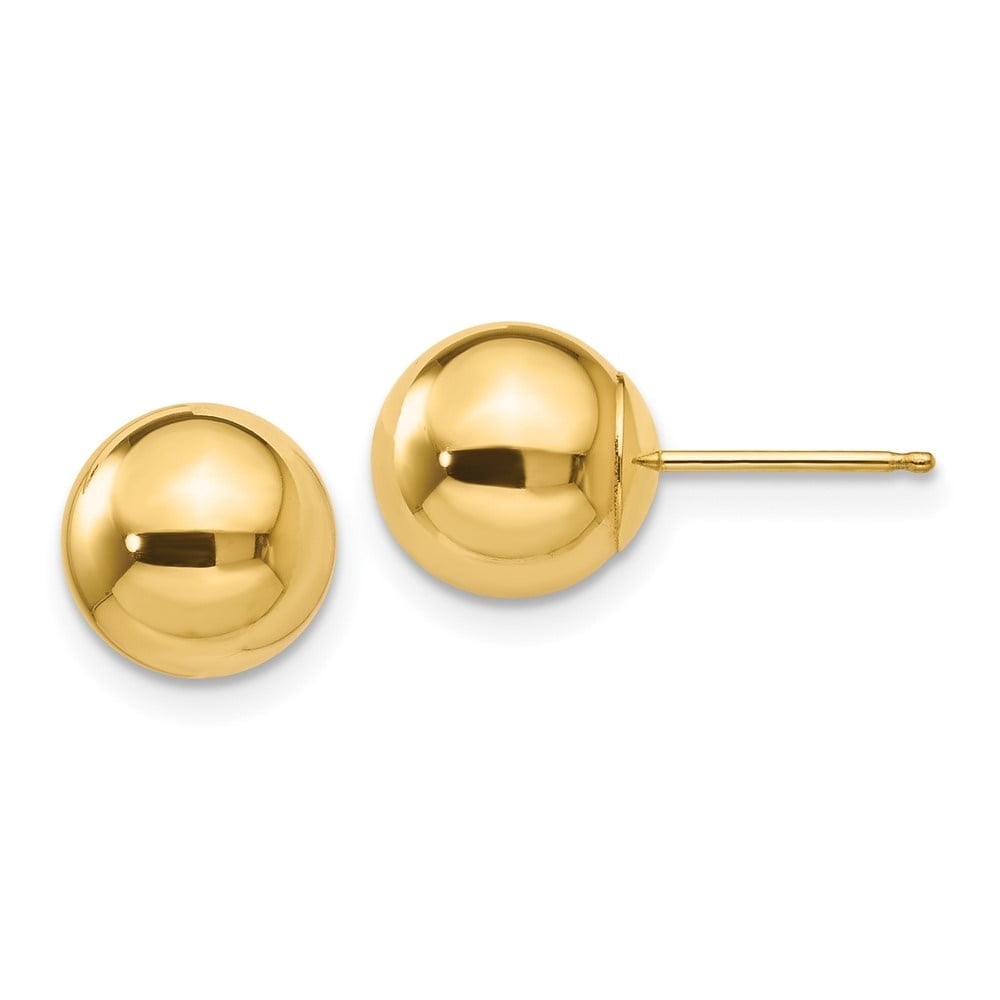 DIAMOND2DEAL INC Diamond2Deal 10K Yellow Gold Polished 8mm Ball Post Stud Earrings for Women (L- 0.32 inch, W- 0.32 inch)