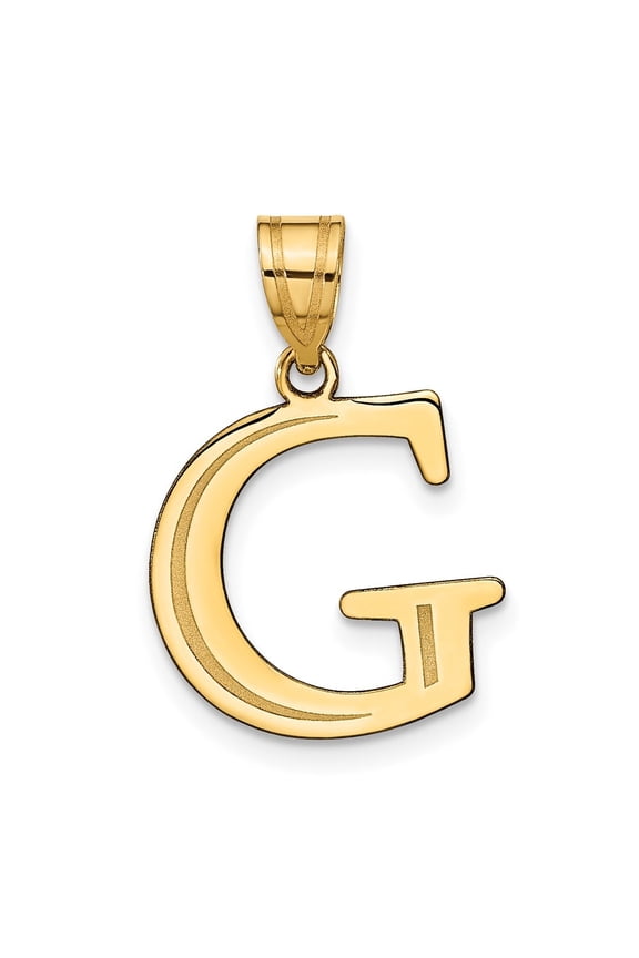 10K Yellow Gold Polished Etched Letter G Initial Pendant
