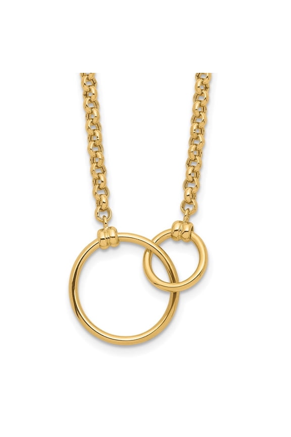 Mother's Day Gift 10K Yellow Gold Polished Link Rolo Chain Link Necklace for Women 18"