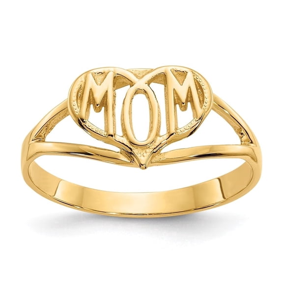 Diamond2Deal 10K Yellow Gold Polished Mom Heart Ring for Women Size 7
