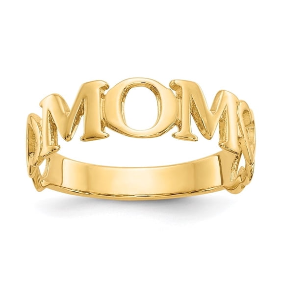 Diamond2Deal Mother's Day Gift 10K Yellow Gold Polished Mom Ring for Women Size 6.5