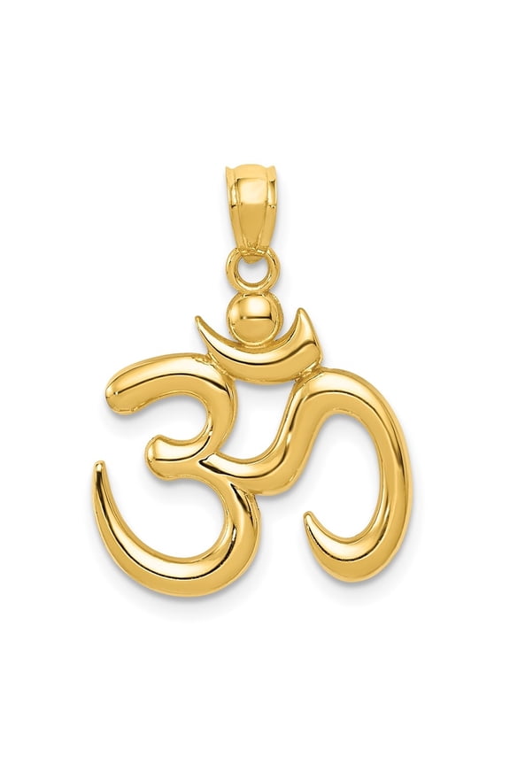 Diamond2Deal 10K Yellow Gold Polished Om Symbol Pendant for Women (L- 0.95 inch, W-0.69 inch)
