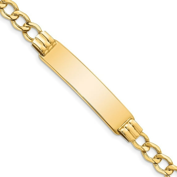 Diamond2Deal 10K Yellow Gold Semi-Solid Curb Link Id Bracelet 8 inch for Women