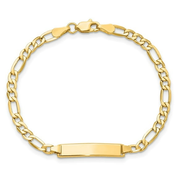 Diamond2Deal 10K Yellow Gold Semi-Solid Figaro Chain Link ID Bracelet for Men 6"