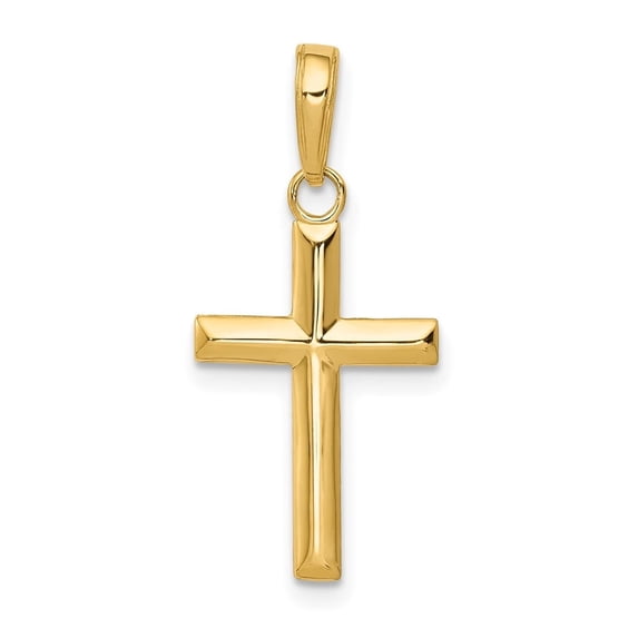 Diamond2Deal 10K Yellow Gold Small Cross Pendant for Women (L-24.5 mm,W-11 mm)
