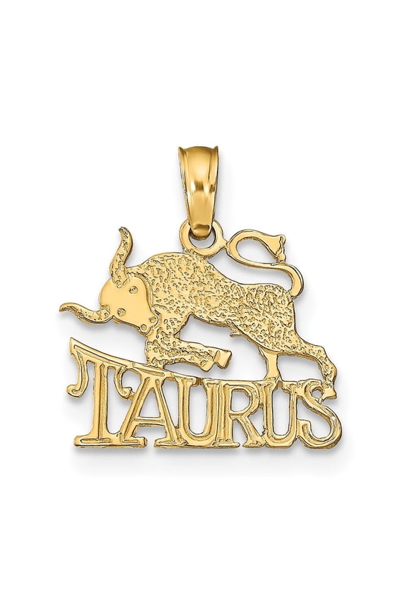 Diamond2Deal 10K Yellow Gold TAURUS Zodiac Charm Pendant for Women (L- 0.62 inch, W- 0.55 inch)