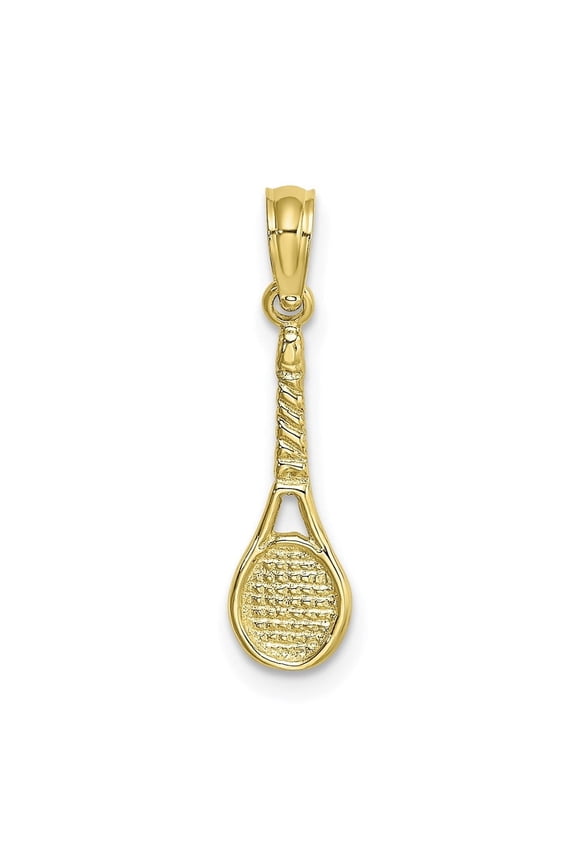 Diamond2Deal 10K Yellow Gold Tennis Racquet Pendant for Women (L- 0.83 inch, W-0.23 inch)