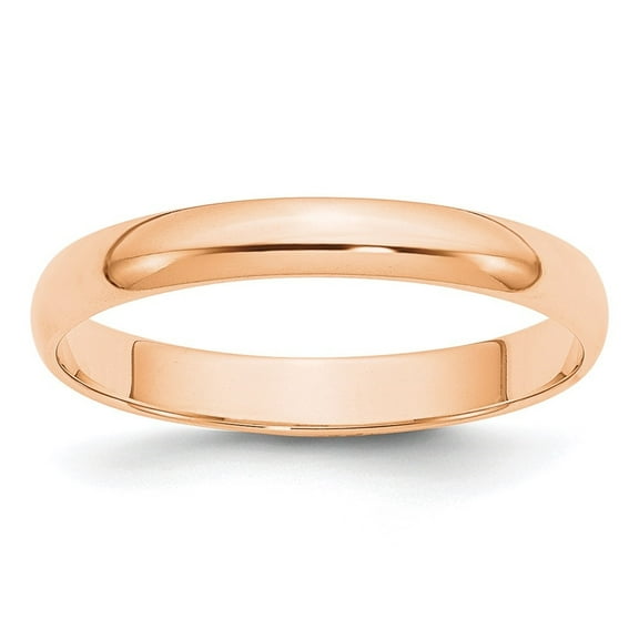 Diamond2Deal 10k Rose Gold 3mm Lightweight Half Round Wedding Band Ring for Women Size 10