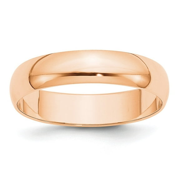 Diamond2Deal 10k Rose Gold 5mm Lightweight Half Round Wedding Band Ring for Women Size 9.5