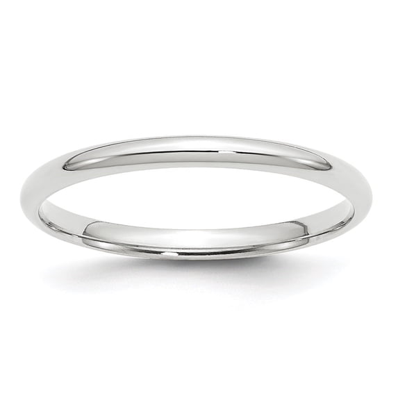 Diamond2Deal 10k White Gold 2mm Lightweight Comfort Fit Wedding Band Ring for Women Size 6