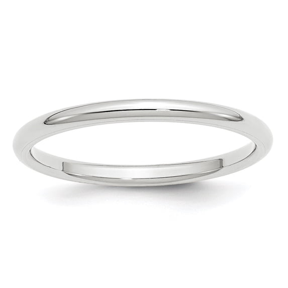 Diamond2Deal 10k White Gold 2mm Standard Weight Comfort Fit Wedding Band Ring for Women Size 6