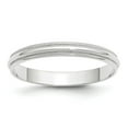 thumbnail image 1 of Diamond2Deal 10k White Gold 3mm Lightweight Milgrain Half Round Wedding Band Ring for Women Size 9, 1 of 1